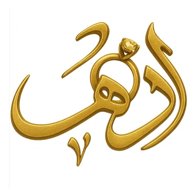 Modify the logo of the Arabic word 'ذهب' so that the letter 'ه' looks like a jewelry ring, keeping the gilded gold color, ornate calligraphic style, no background. sticker