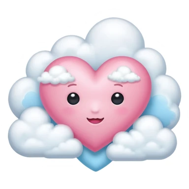 Coração rosa + nuvem  sticker