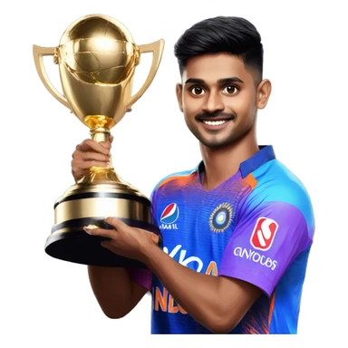 Shreyas iyer purple jersey lifting trophy sticker