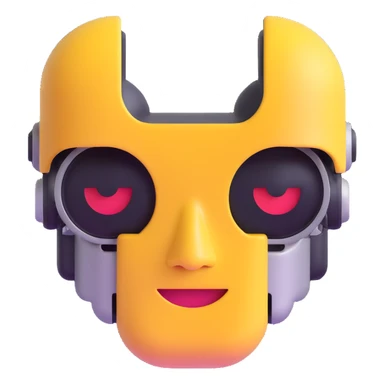 half emoji face, half robot face, split down the middle, vibrant and expressive sticker