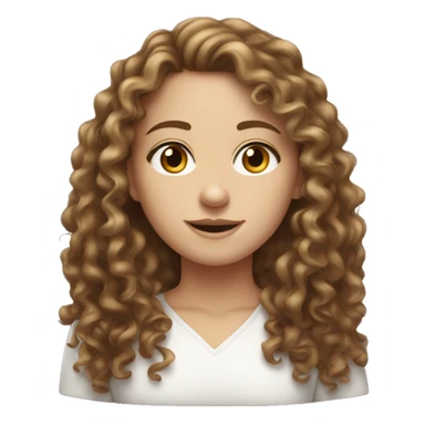 Curly long brown hair white girl brown eyes sticker