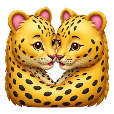 leopard kiss, leopard kissing, emoji style, bright, cute sticker