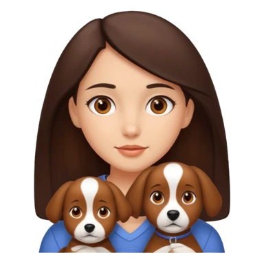 brunette girl with brown eyes and her brown dog sticker