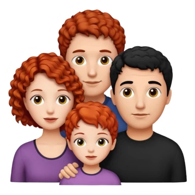 a family of three, all three white: the mother with short, curly red hair, the father with black hair, and the daughter with black hair. sticker