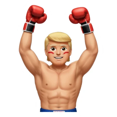 trump as a box fighter with hands up into the air sticker