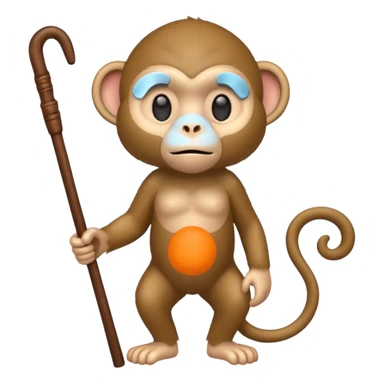Blind monkey walking with walking stick sticker