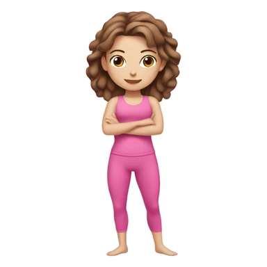 white girl with brown hair and pink outfit doing pilates  sticker