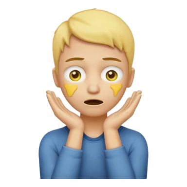 Yellow face emoji strangling itself with 2 arms crossed and hands saround neck and eyes looking up slightl sticker