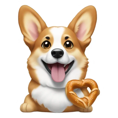 Corgi eating pretzel sticker