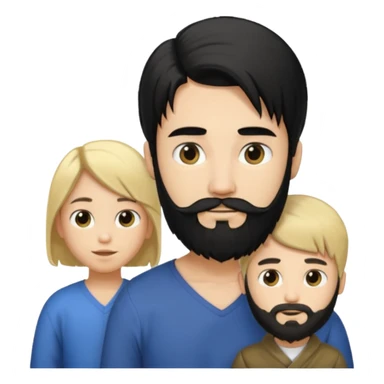 Man with long black hair tied in a tail and beard with a young blond with short hair but no beard sticker