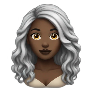 dark black woman,amazing make up, with long hair sticker