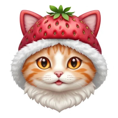 I want a cute cat with a strawberry hat sticker