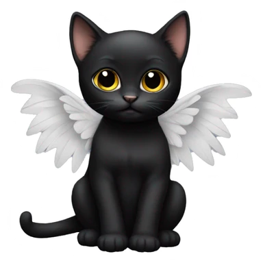 Black cat baby whit wings sticker