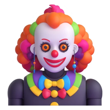 robot clown with colorful hair sticker