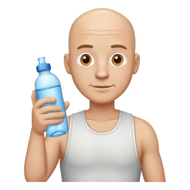 A white bald guy with a water bottle ￼ sticker
