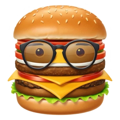 una hamburguesa con gafas y animado sticker