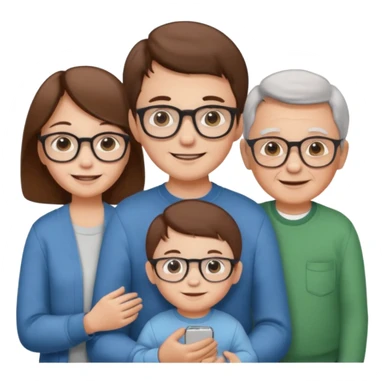 Baby boy and panents with grandpa and granny sticker