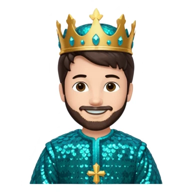 King Daniel from The Bible with dark brown hair, teal sequin outfit sticker
