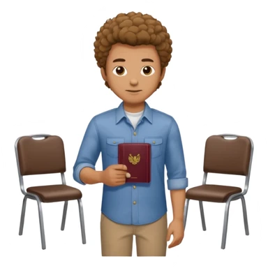 man with coily chairs passport sticker