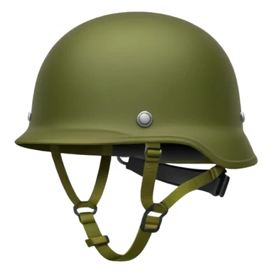 modern NATO military helmet, emoji style, green or olive color, distinctive shape, accessory mounts, strap sticker