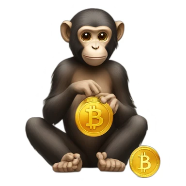 monkey with bitcoin in hands sticker
