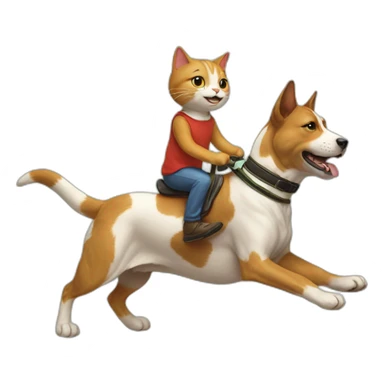 Cat riding dog sticker