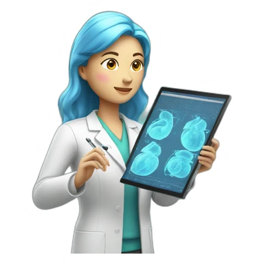 Biomedical-Engineer-studying-hologram-3d-model-of-breast sticker