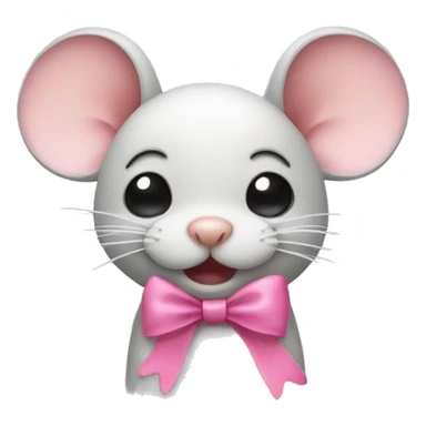 crying mouse with pink bow on ear sticker