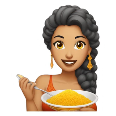 a Moroccan curvy woman eating couscous sticker