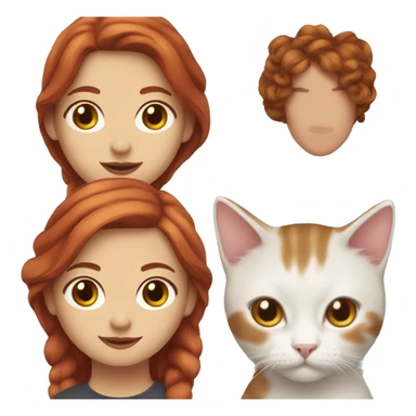 red hair woman with brown eyes, with a ragdoll cat sticker