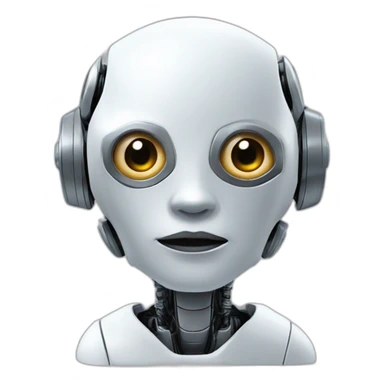 Futurstic robot with human face with skin sticker