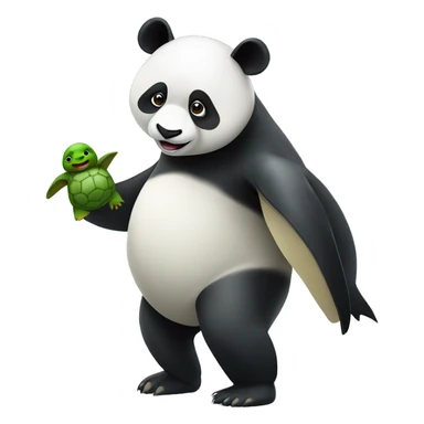 panda carrying a penguin and a turtle sticker