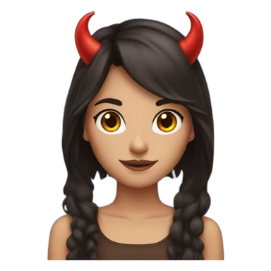 brunette girl with devil horns sticker