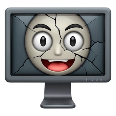 Broken computer monitor with no face  sticker