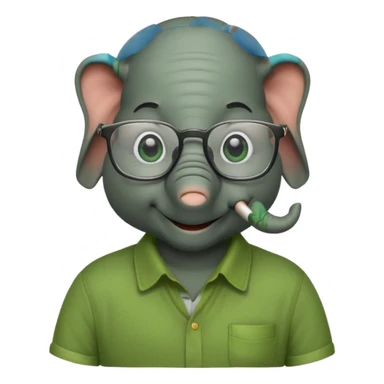 elephant wtih glasses and green shirt sticker