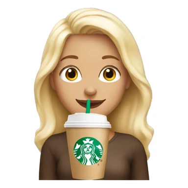 blonde girl happy drinking starbucks drink  sticker