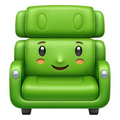 slick modern bright green coach, minimal, shiny, friendly expression emoji sticker
