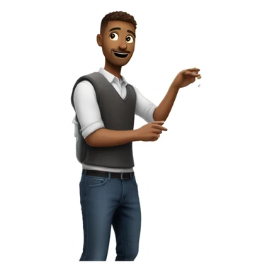 Quantik confidently explains a math concept on a holographic whiteboard with his drone companion projecting a 3D animation in a futuristic classroom. sticker