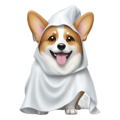 A corgi wearing a ghost costume sticker
