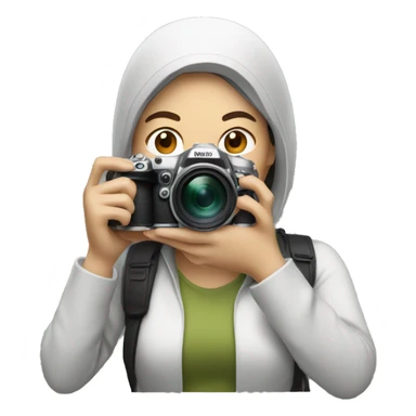 asian woman holding a nikon camera sticker