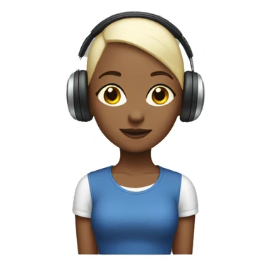 girl bald with apple headphones  sticker