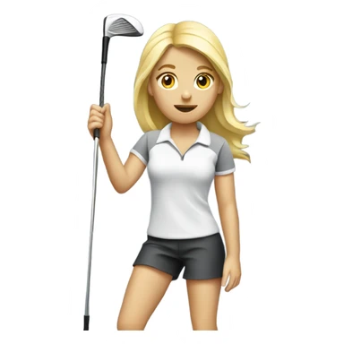 Blond Golf girl holding club sticker