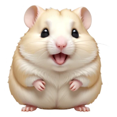 Cinematic Cute Yawning Cream Hamster Portrait Emoji, Head tilted slightly with a dramatic, wide-open yawn, showcasing a soft, pristine cream coat with tiny droopy ears, round dark eyes barely open in drowsy contentment, Simplified yet irresistibly adorable features, highly detailed, glowing with a soft, cozy glow, high shine, relaxed yet expressive, stylized with a touch of whimsy, bright and endearing, soft glowing outline, capturing the essence of a sleepy yet affectionate hamster, so drowsy it feels like it could stretch out of the screen and curl up for a nap! sticker