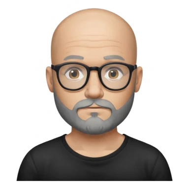 Bald man with salt and pepper beard and glasses and tattoos sticker