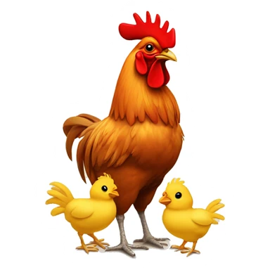 Dad rooster with baby chicks sticker