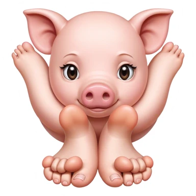 Half pig woman holding feet sticker