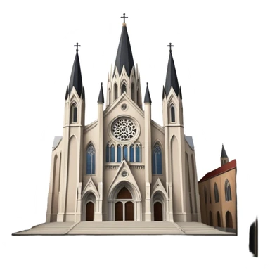 Cinematic Realistic St. Mary's Basilica Landmark Emoji, showcasing the iconic gothic church rendered with lifelike textures and soft, reverent lighting. sticker