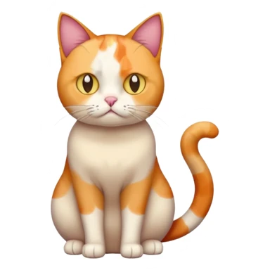 full body colourful calico cat with skinny head and fat body with an anxious face sticker