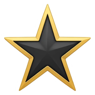 Create a high-quality emoji icon with a black circular background, a white five-pointed star in the center, and a thin golden outline around the circle. The design should be minimalistic, modern, and in emoji style, suitable for use in messaging apps. sticker