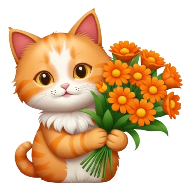 cute cat holding a bouquet of flowers for Nan on Mother's Day sticker